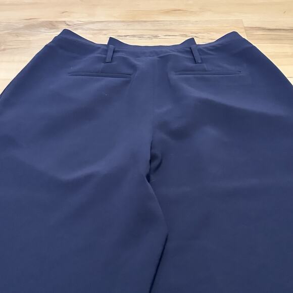 Boden Women 8R US 12R UK Pants Flat Front Wide Leg Cropped Navy Blue - Picture 3 of 8